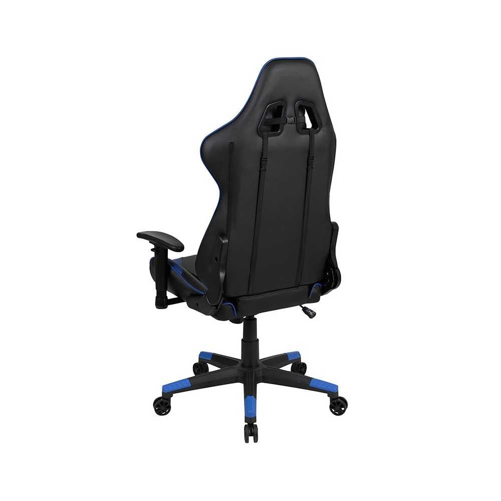 X20 Gaming Chair Racing Office Ergonomic Computer PC Adjustable Swivel Chair with Reclining Back in Blue LeatherSoft