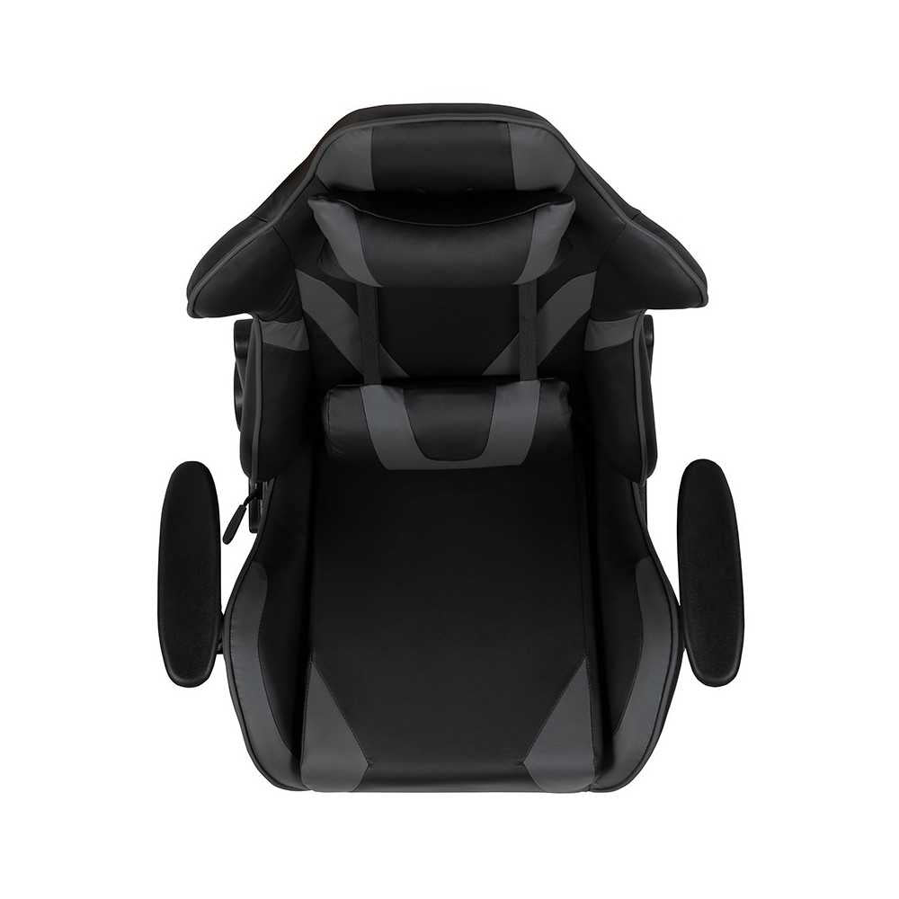 X20 Gaming Chair Racing Office Ergonomic Computer PC Adjustable Swivel Chair with Reclining Back in Gray LeatherSoft