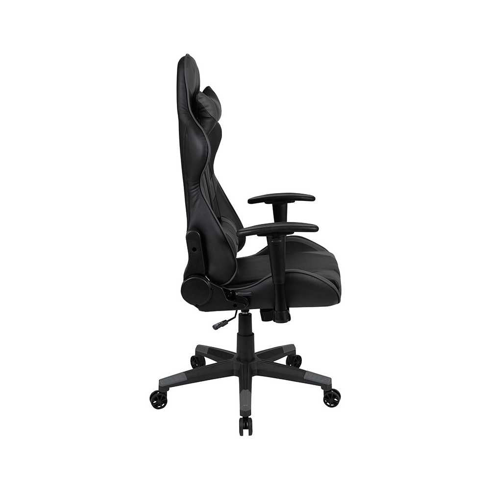 X20 Gaming Chair Racing Office Ergonomic Computer PC Adjustable Swivel Chair with Reclining Back in Gray LeatherSoft