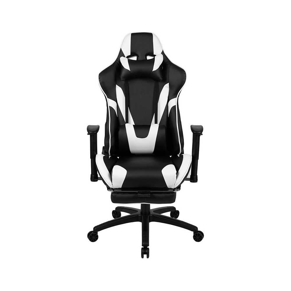 X30 Gaming Chair Racing Office Ergonomic Computer Chair with Fully Reclining Back and Slide-Out Footrest in Black LeatherSoft