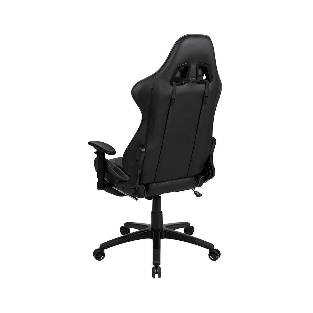 X30 Gaming Chair Racing Office Ergonomic Computer Chair with Reclining Back and Slide-Out Footrest in Gray LeatherSoft