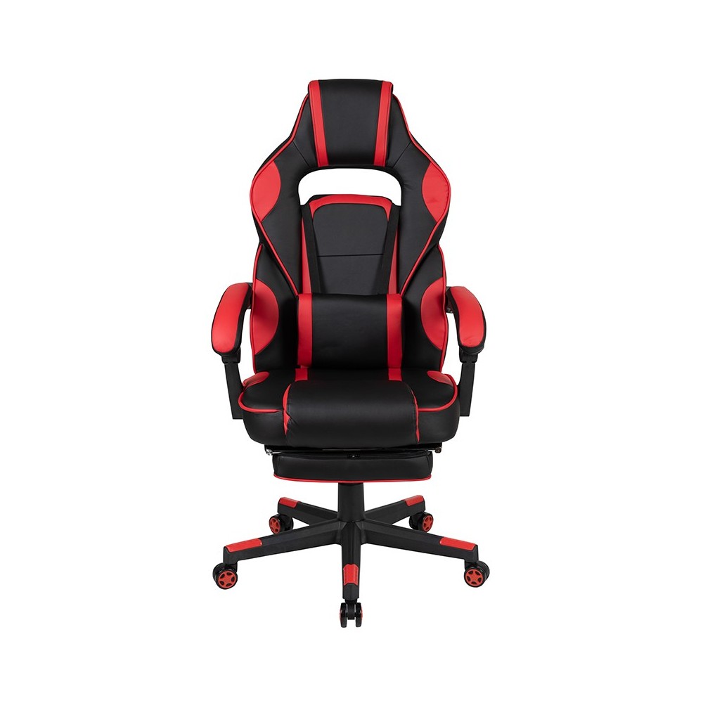 X40 Gaming Chair Racing Ergonomic Computer Chair with Fully Reclining Back/Arms, Slide-Out Footrest, Massaging Lumbar - Red