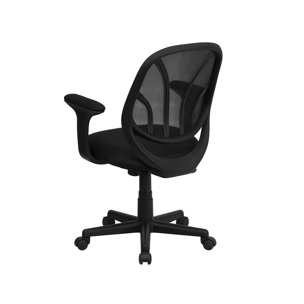 Y-GO Office Chair Mid-Back Black Mesh Swivel Task Office Chair with Arms