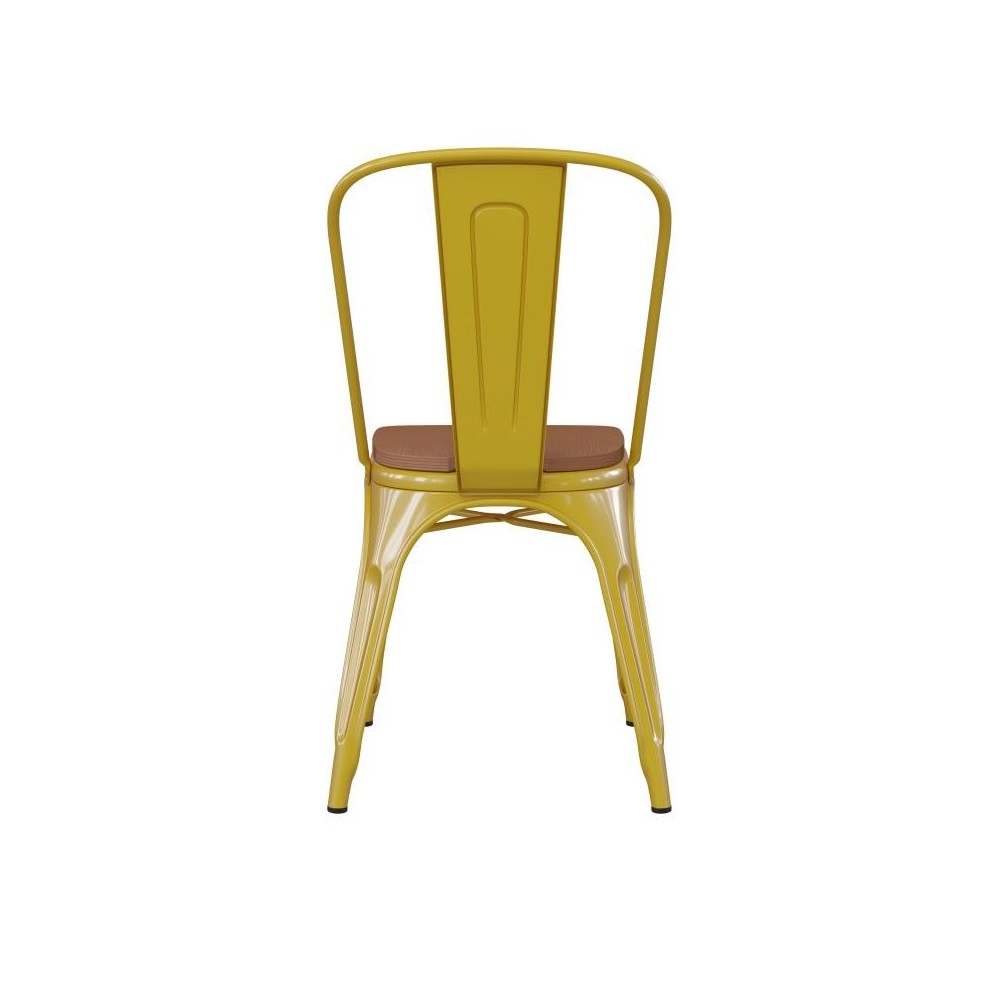 Yellow Metal Chair-Teak Seat