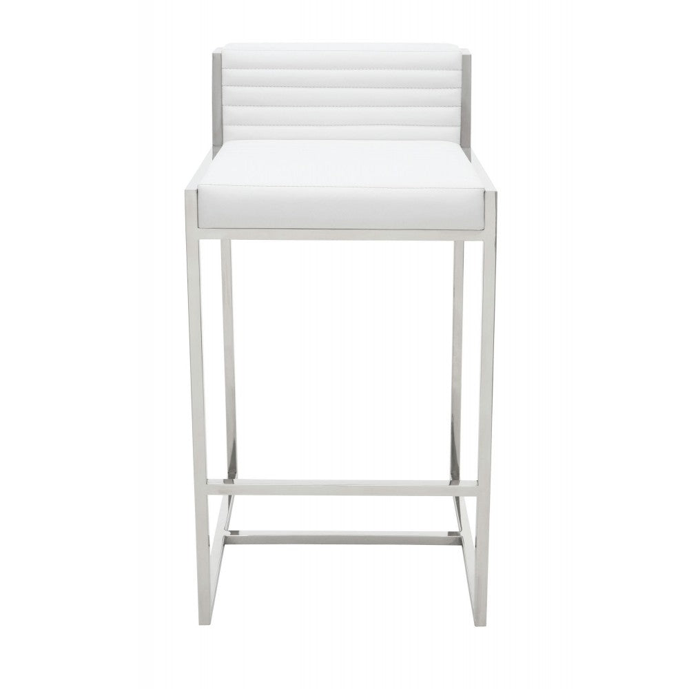 Zola White Leather Counter Stool