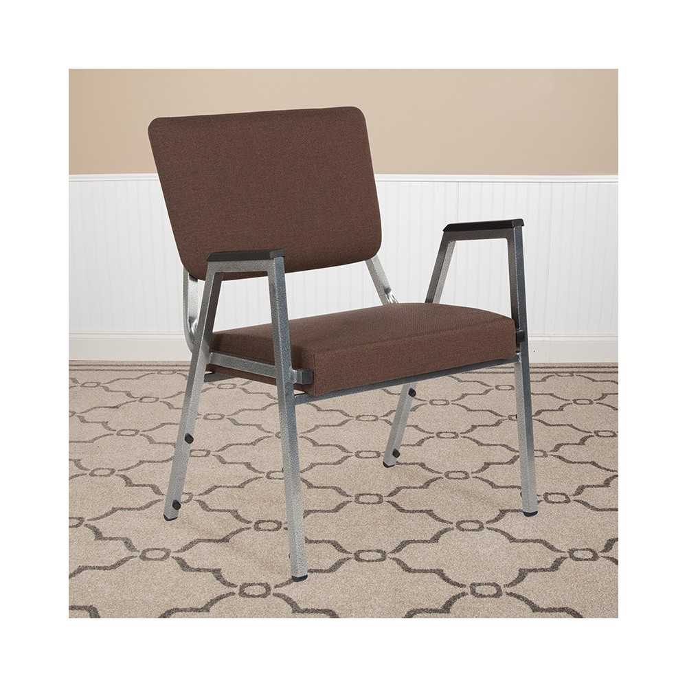 1500 lb. Rated Brown Antimicrobial Fabric Bariatric Medical Reception Arm Chair with 3/4 Panel Back