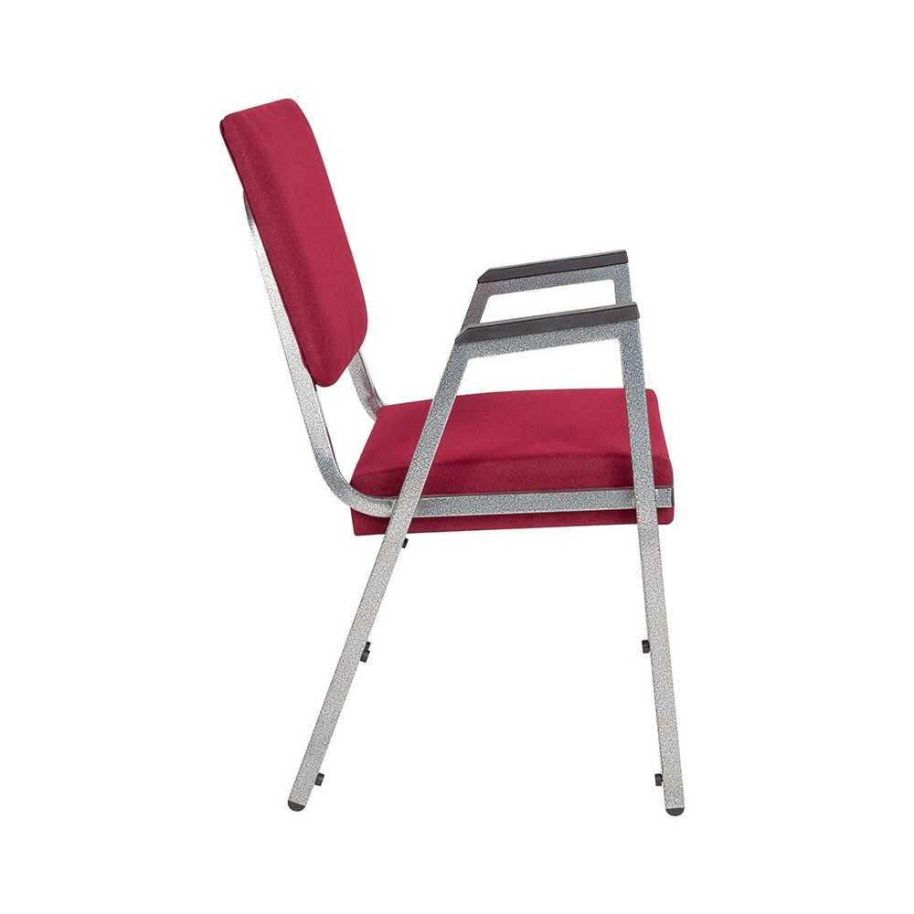 1500 lb. Rated Burgundy Antimicrobial Fabric Bariatric Medical Reception Arm Chair with 3/4 Panel Back