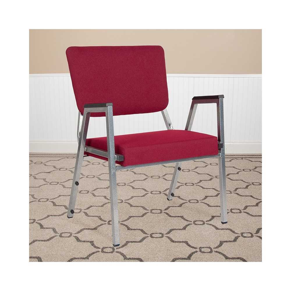 1500 lb. Rated Burgundy Antimicrobial Fabric Bariatric Medical Reception Arm Chair with 3/4 Panel Back