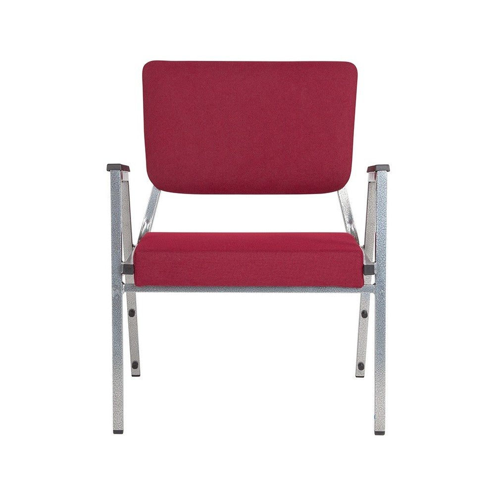 1500 lb. Rated Burgundy Antimicrobial Fabric Bariatric Medical Reception Arm Chair with 3/4 Panel Back