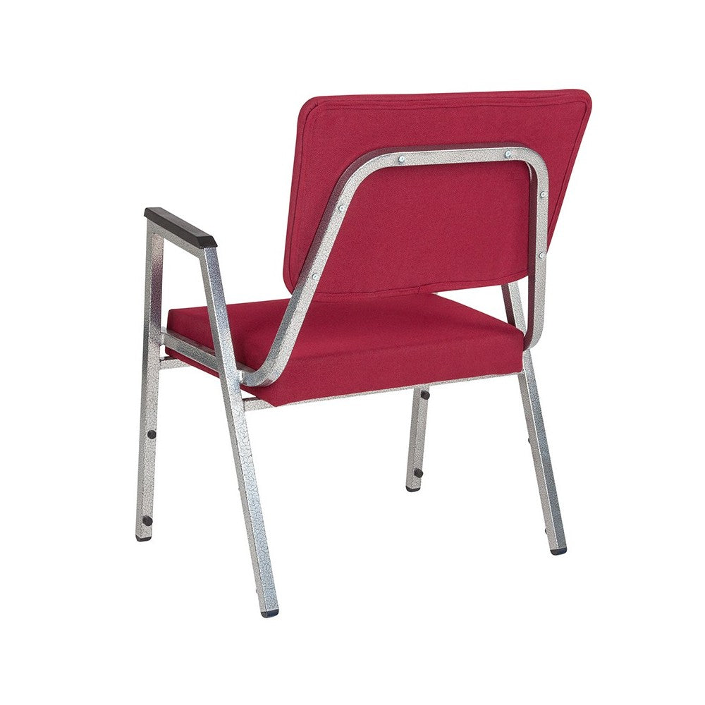 1500 lb. Rated Burgundy Antimicrobial Fabric Bariatric Medical Reception Arm Chair with 3/4 Panel Back