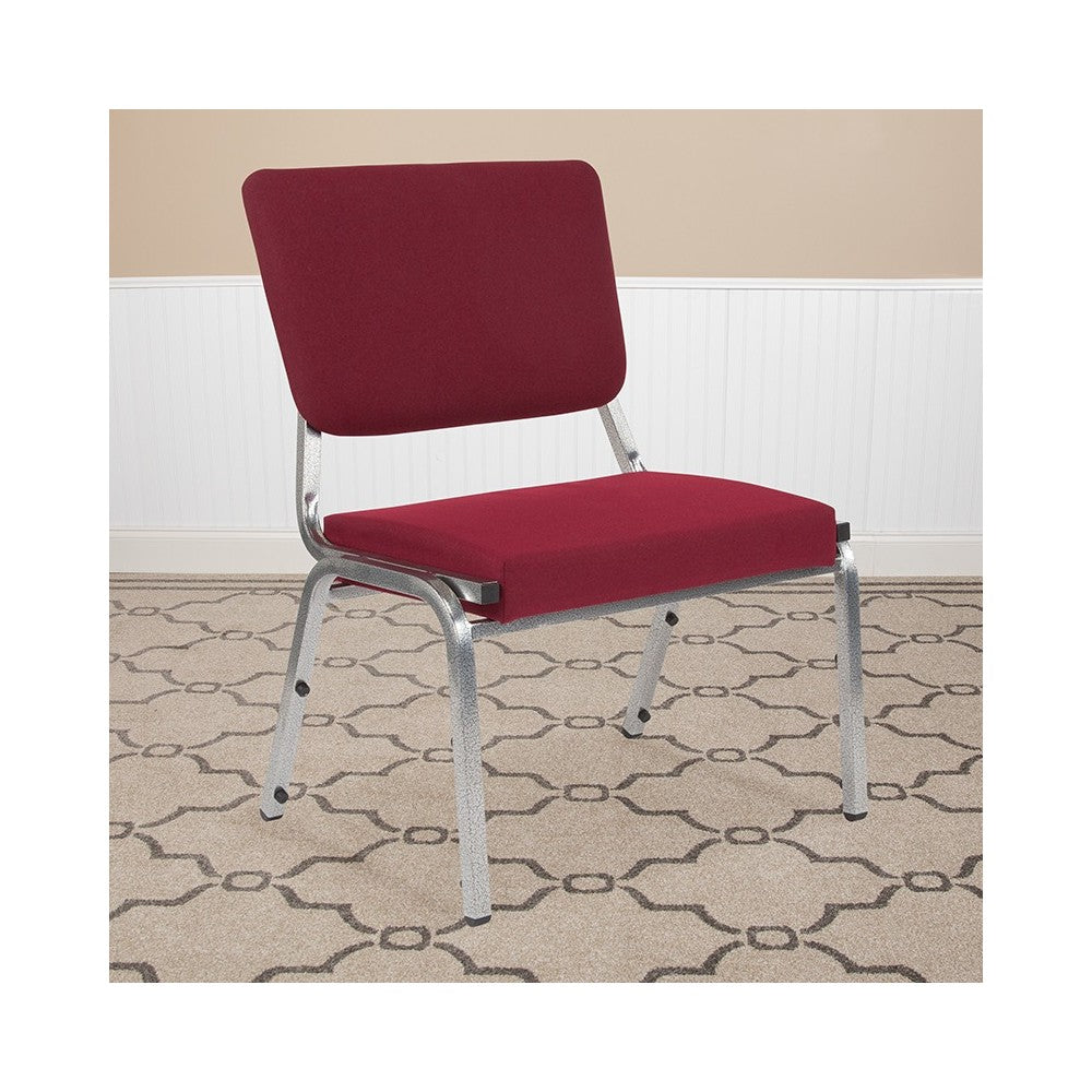 1500 lb. Rated Burgundy Antimicrobial Fabric Bariatric Medical Reception Chair with 3/4 Panel Back