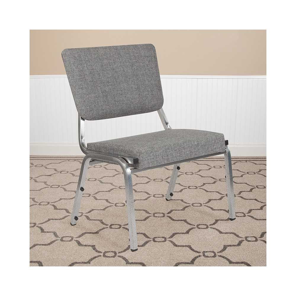 1500 lb. Rated Gray Antimicrobial Fabric Bariatric Medical Reception Chair with 3/4 Panel Back
