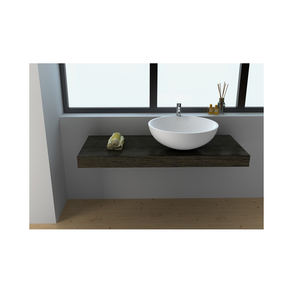 19.7" White Matt Solid Surface Bowl - No Faucet