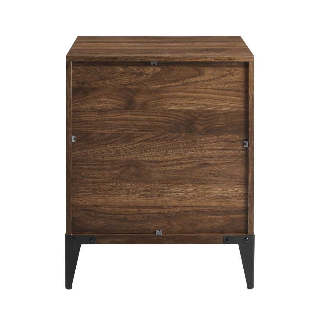 20" 2-Drawer Modern Industrial Nightstand - Dark Walnut