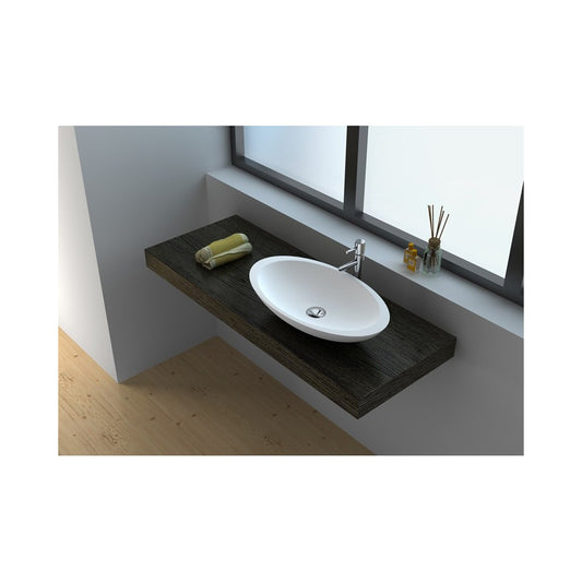 23.6" Solid Surface Bowl In White Matt - No Faucet