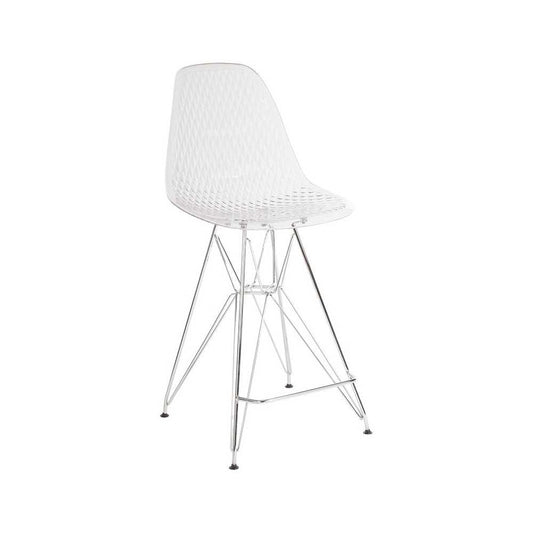26" High Clear Acrylic Counter Height Stool with Chrome Legs