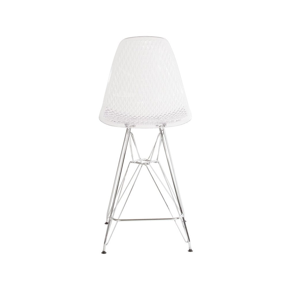 26" High Clear Acrylic Counter Height Stool with Chrome Legs