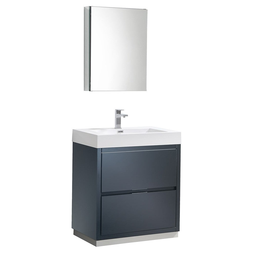 30 Dark Slate Gray Free Standing Modern Bathroom Vanity w/ Medicine Cabinet