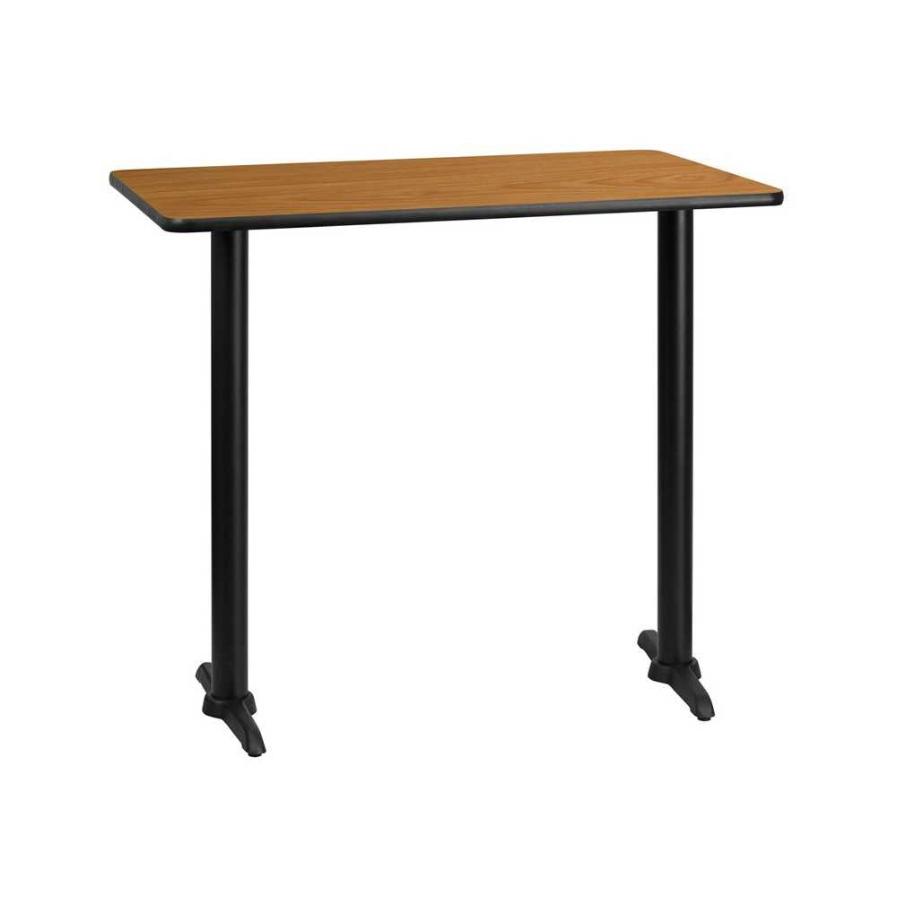 30'' x 45'' Rectangular Natural Laminate Table Top with 5'' x 22'' Bar Height Table Bases