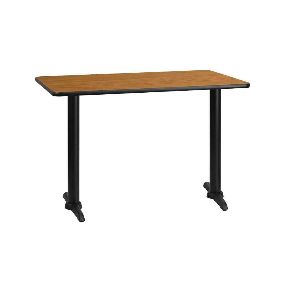 30'' x 45'' Rectangular Natural Laminate Table Top with 5'' x 22'' Table Height Bases