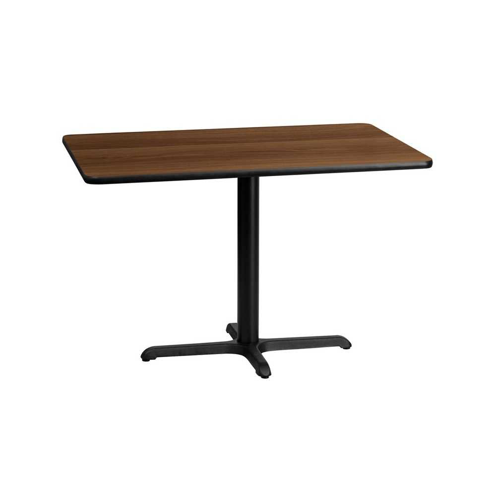 30'' x 45'' Rectangular Walnut Laminate Table Top with 23.5'' x 29.5'' Table Height Base