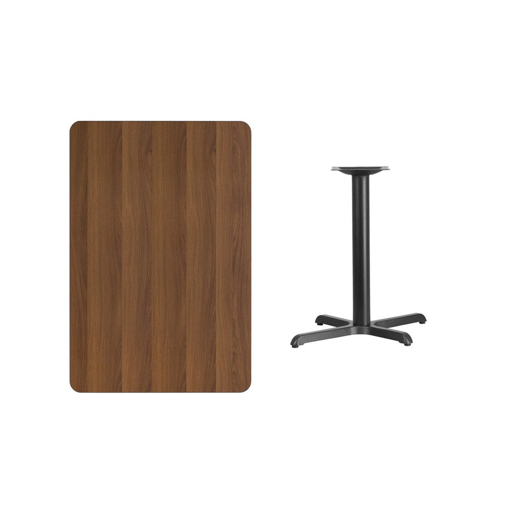 30'' x 45'' Rectangular Walnut Laminate Table Top with 23.5'' x 29.5'' Table Height Base