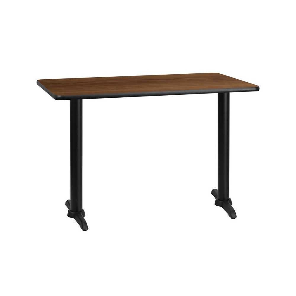 30'' x 45'' Rectangular Walnut Laminate Table Top with 5'' x 22'' Table Height Bases