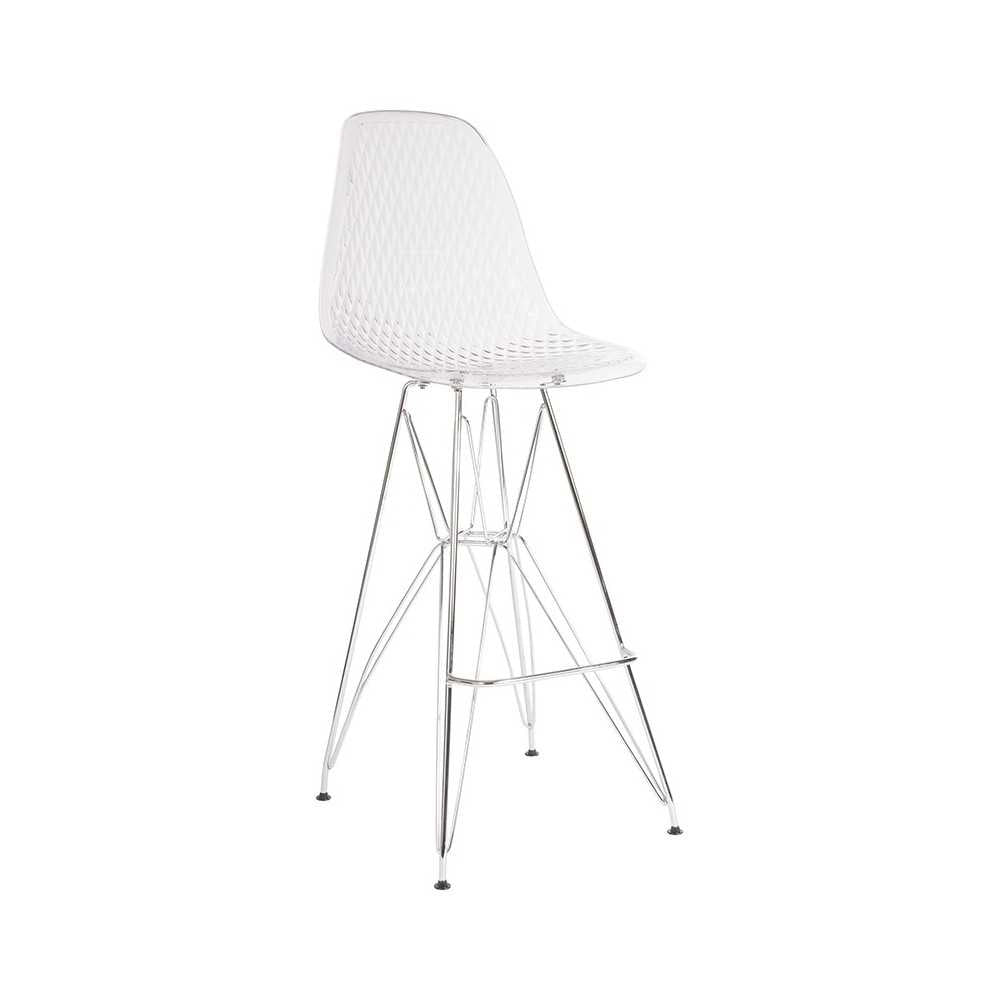 30.25" High Clear Acrylic Barstool with Chrome Legs