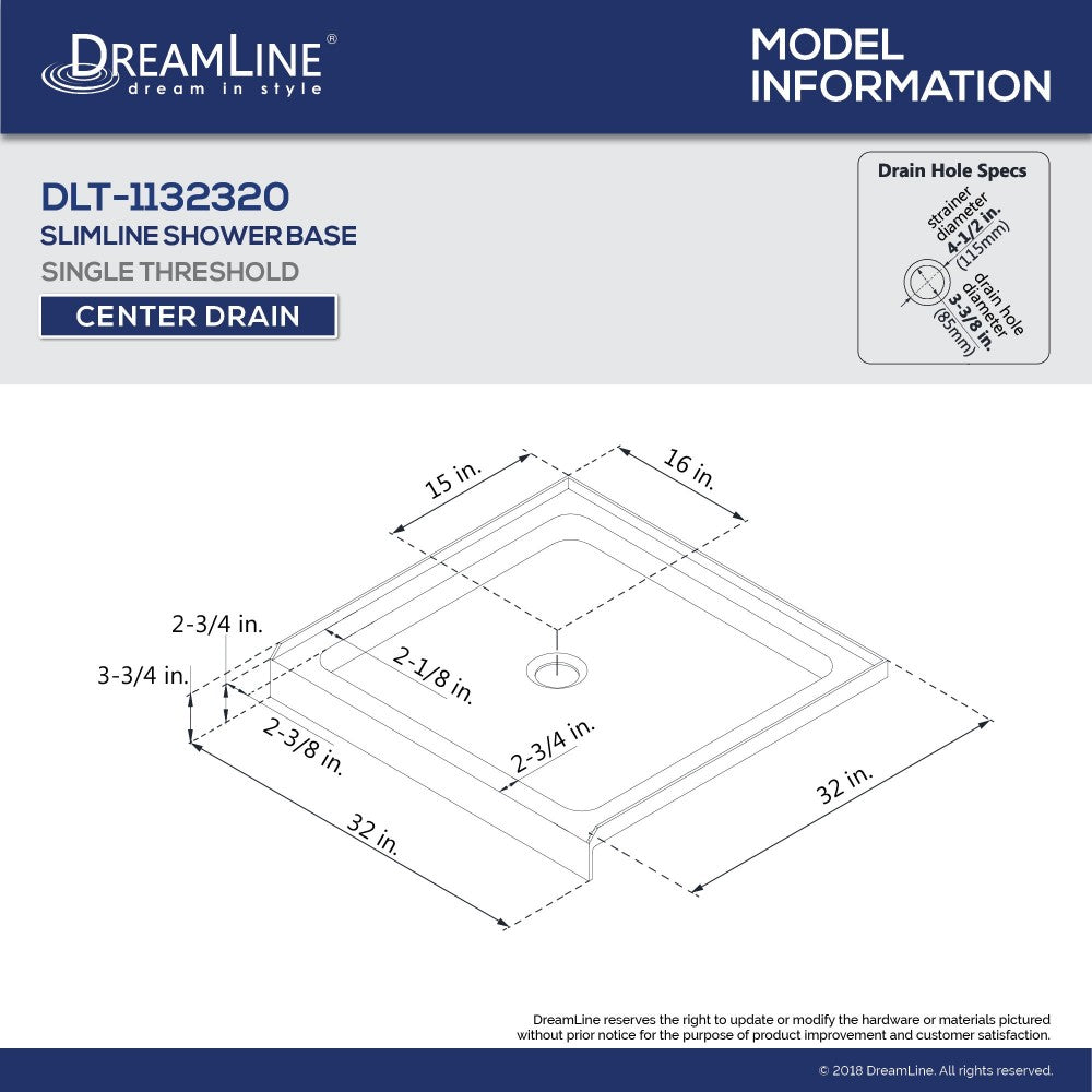 32 in. D x 32 in. W x 76 3/4 in. H Center Drain Acrylic Shower Base and QWALL-5 Backwall Kit In White