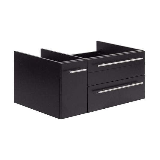 36 Espresso Wall Hung Undermount Sink Modern Bathroom Cabinet - Right Version