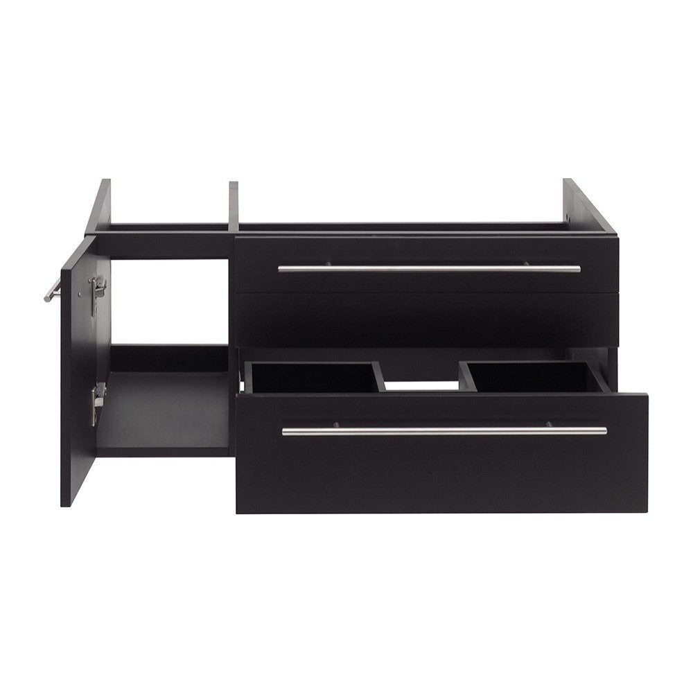 36 Espresso Wall Hung Undermount Sink Modern Bathroom Cabinet - Right Version