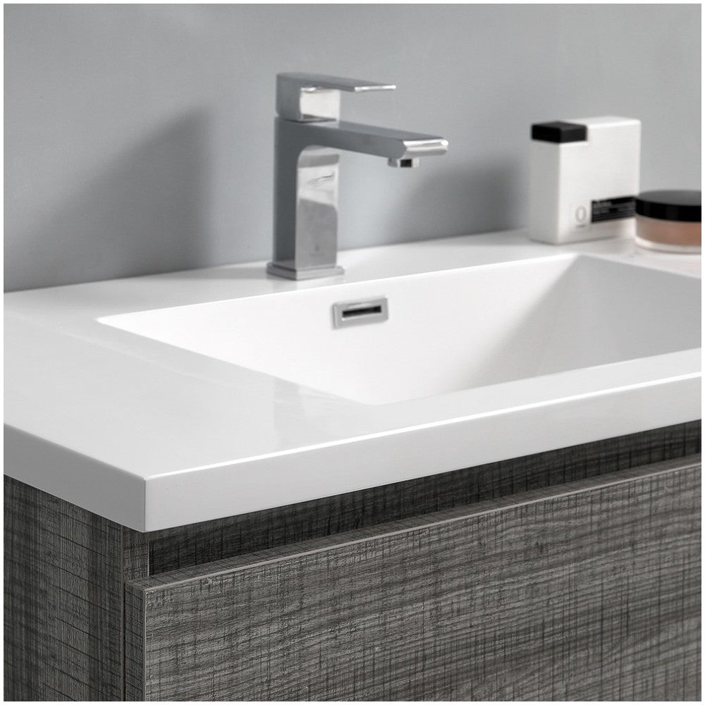 36 Glossy Ash Gray Free Standing Modern Bathroom Vanity w/ Medicine Cabinet