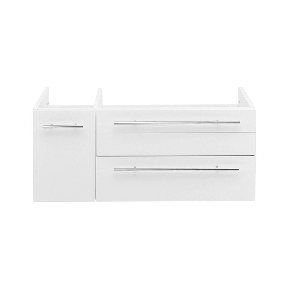 36 White Wall Hung Undermount Sink Modern Bathroom Cabinet - Right Version