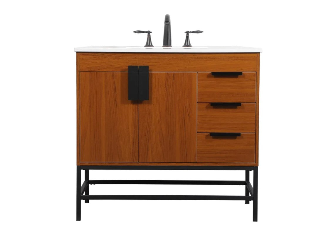 36" Single Bathroom Vanity, Teak