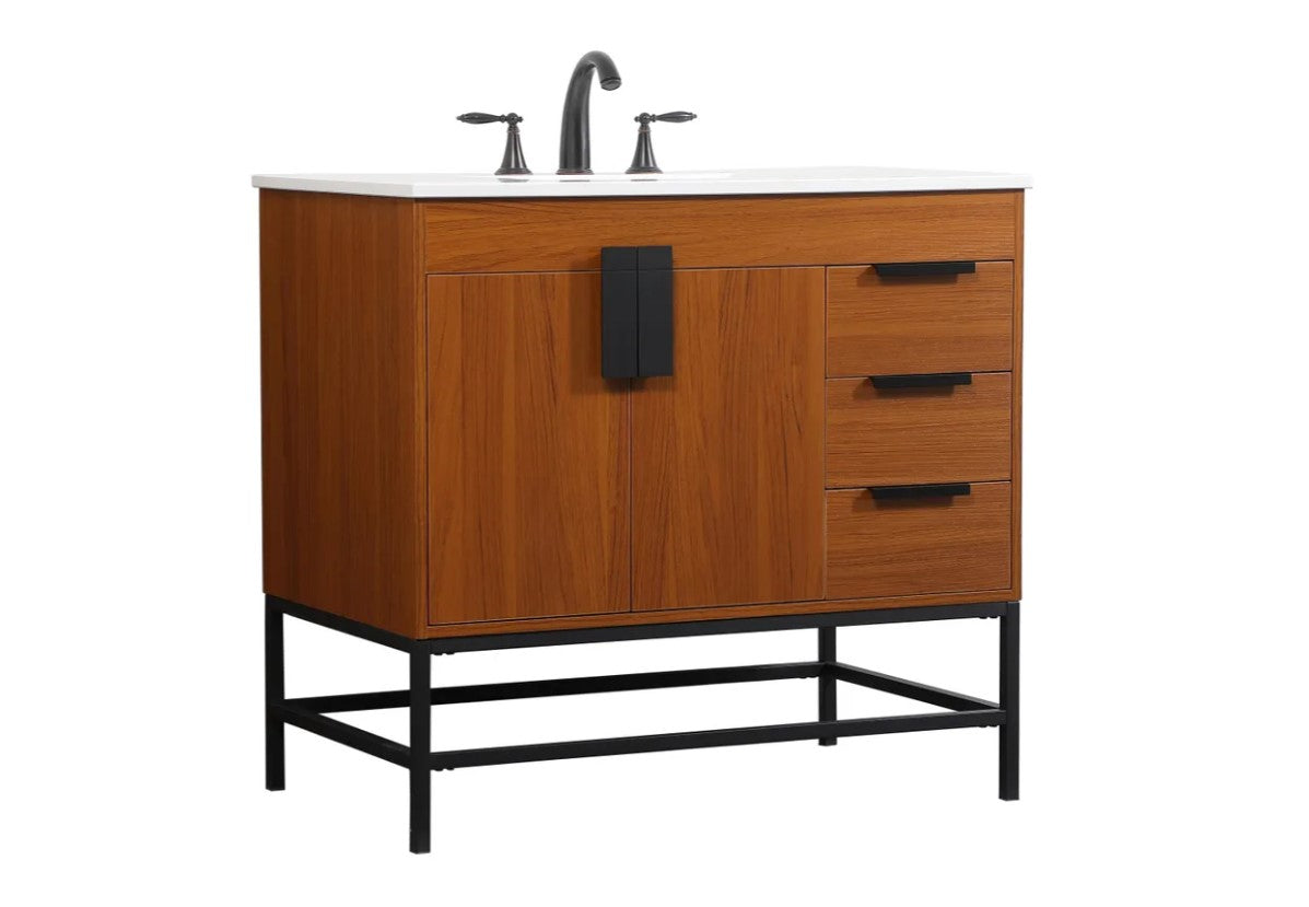 36" Single Bathroom Vanity, Teak