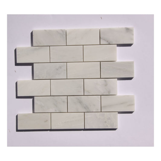 3.88" X 2.88" Stone Mosaic Wall Tile In White