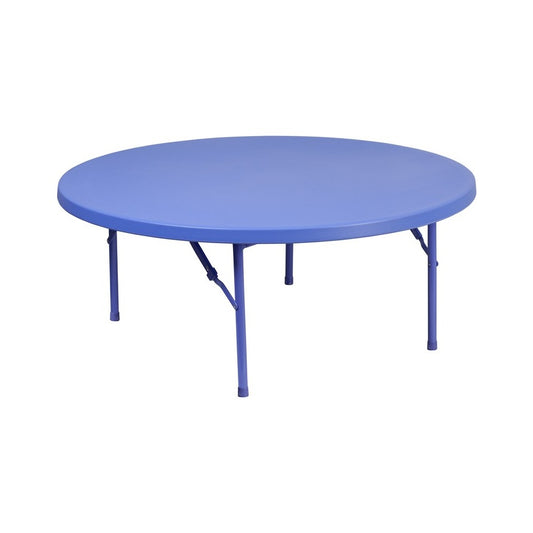 3.91-Foot Round Kid's Blue Plastic Folding Table