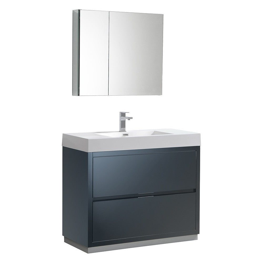 40 Dark Slate Gray Free Standing Modern Bathroom Vanity w/ Medicine Cabinet