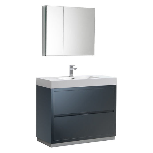 40 Dark Slate Gray Free Standing Modern Bathroom Vanity w/ Medicine Cabinet