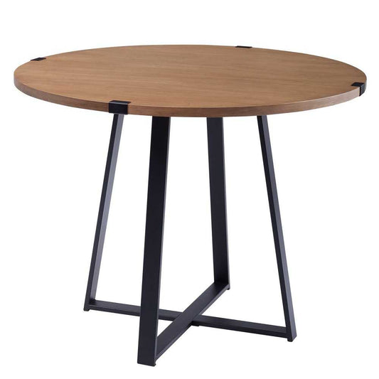 40" Urban Industrial Metal Wrap Round Dining Table - English Oak/Black