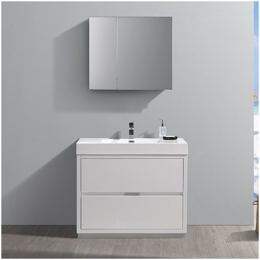 40 White Free Standing Modern Bathroom Vanity w/ Medicine Cabinet