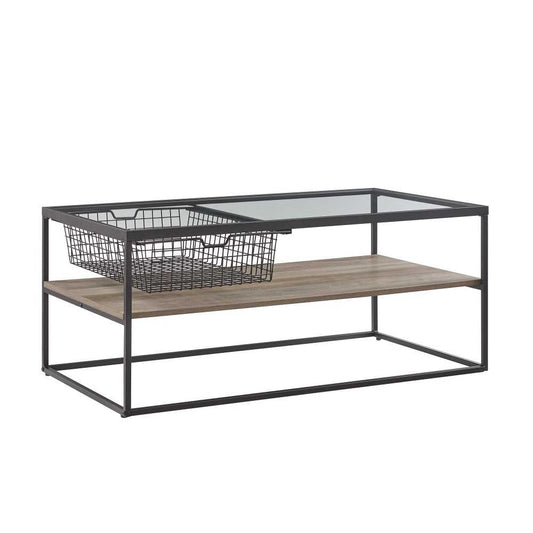 42" Mesh Drawer Coffee Table - Gray Wash