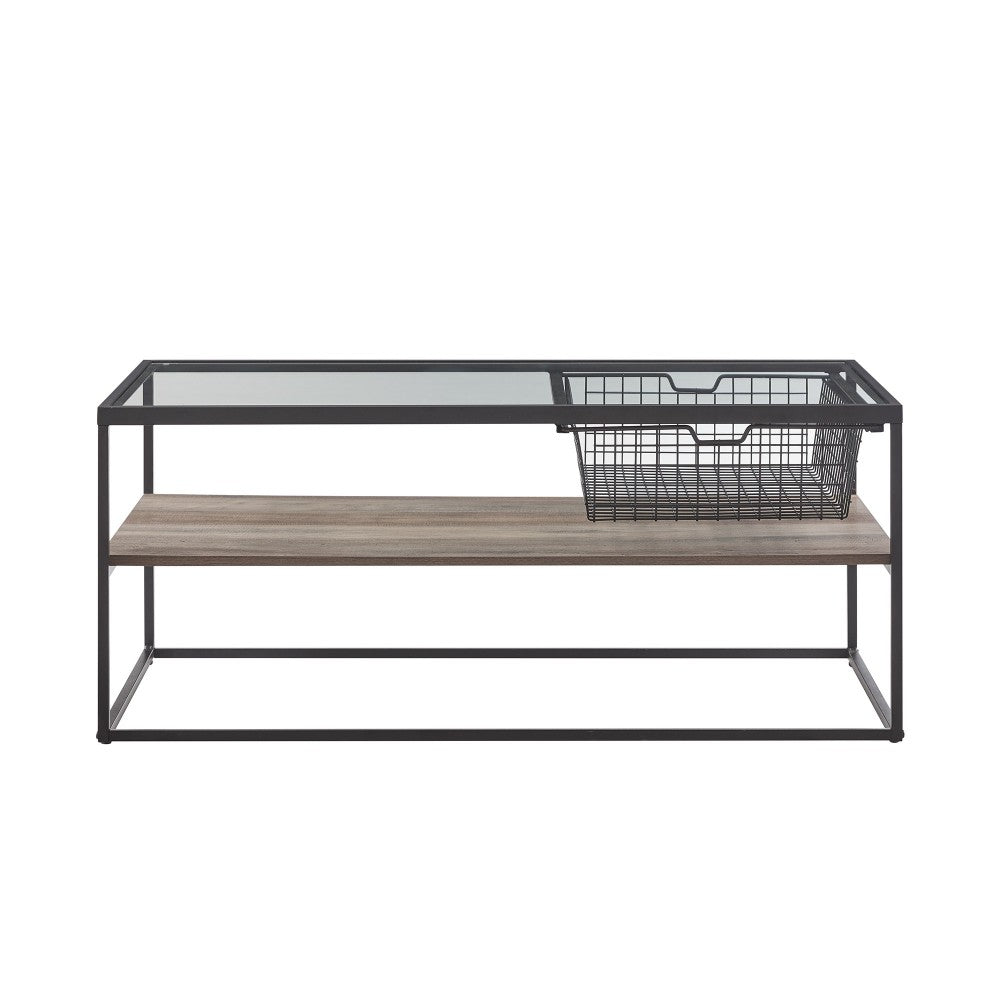 42" Mesh Drawer Coffee Table - Gray Wash