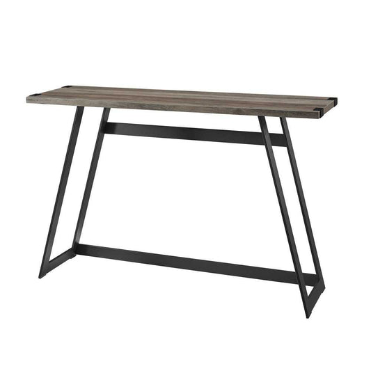 46" Faux Wrap Leg Modern Industrial Entry Table - Gray Wash