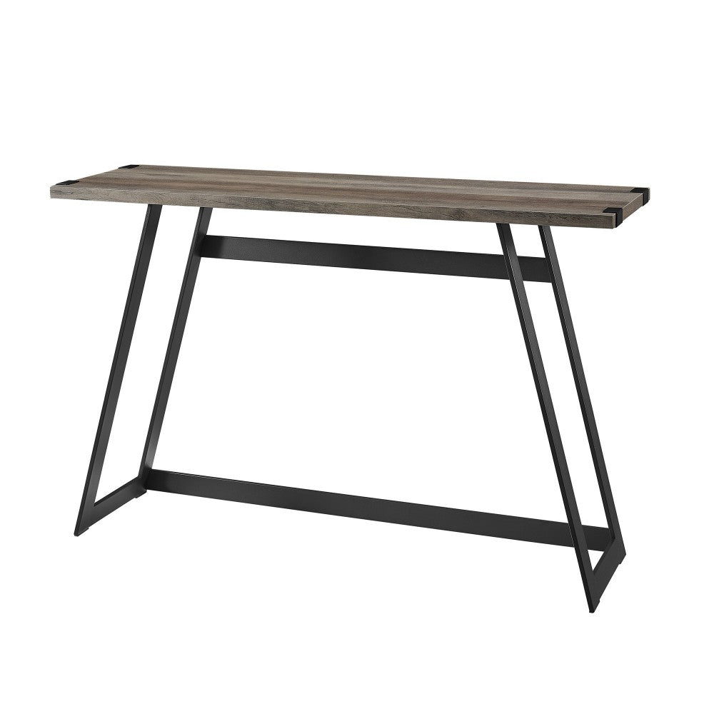 46" Faux Wrap Leg Modern Industrial Entry Table - Gray Wash