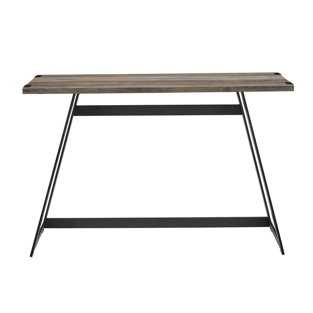 46" Faux Wrap Leg Modern Industrial Entry Table - Gray Wash