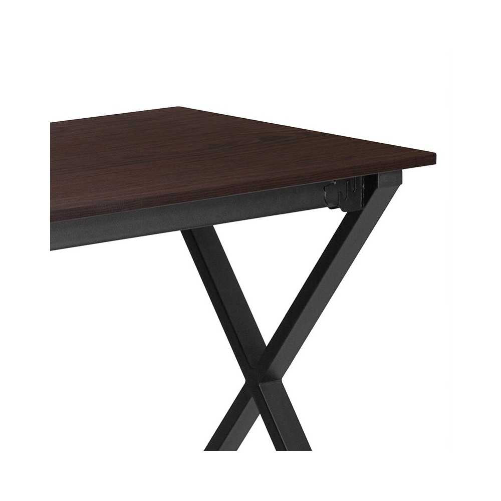 47.5''W x 23.75''D Walnut Computer Desk with Black Metal Frame