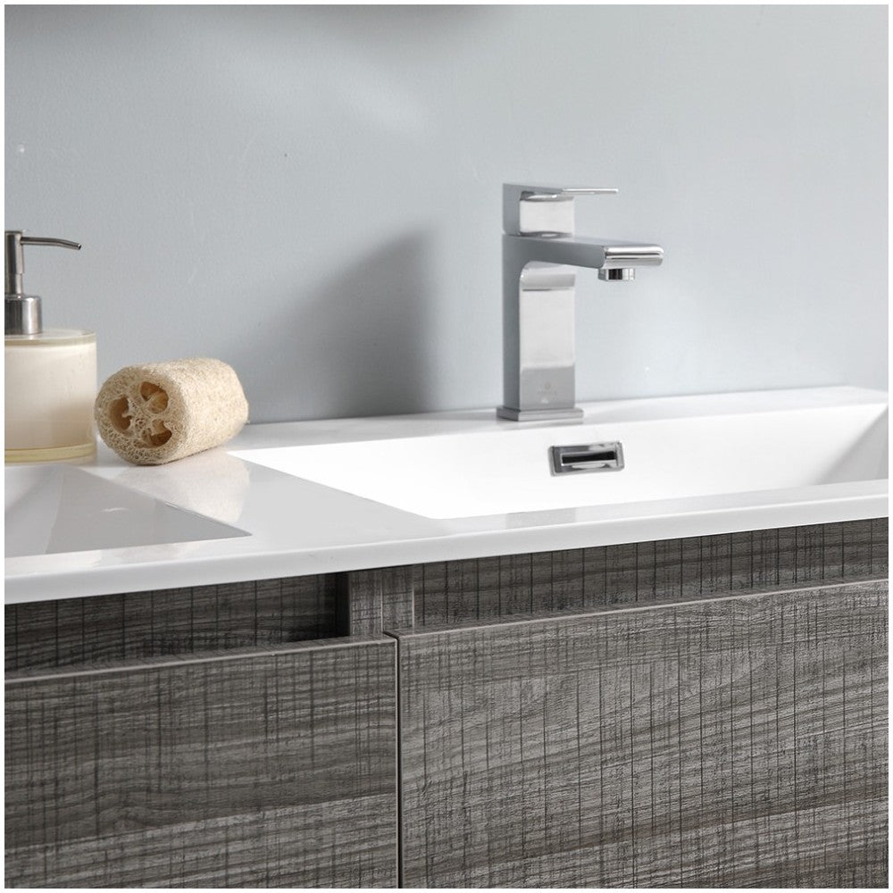 48 Ash Gray Free Standing Double Sink Modern Bathroom Vanity w/ Medicine Cabinet