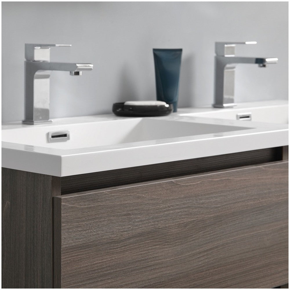 48 Gray Wood Free Standing Double Sink Bathroom Vanity w/ Medicine Cabinet