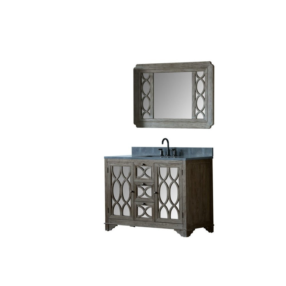 48" Solid Elm Sink Vanity With Faucet And 47.5" Rectangle Mirror